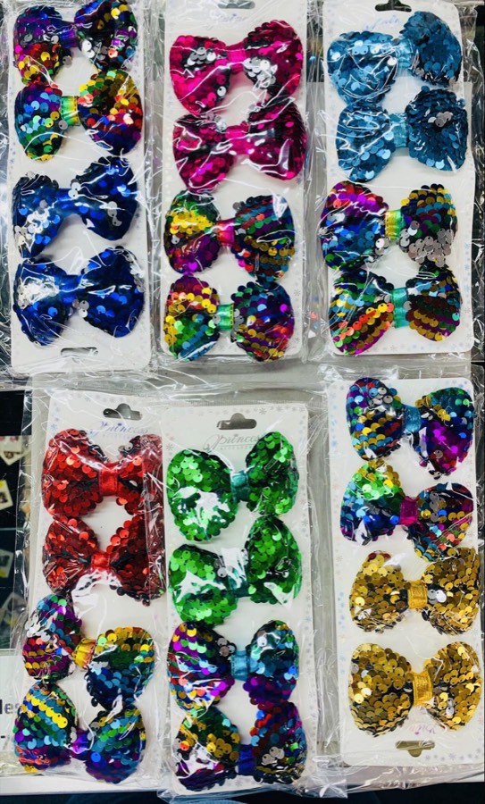 Shiny sequin bow clips in every color